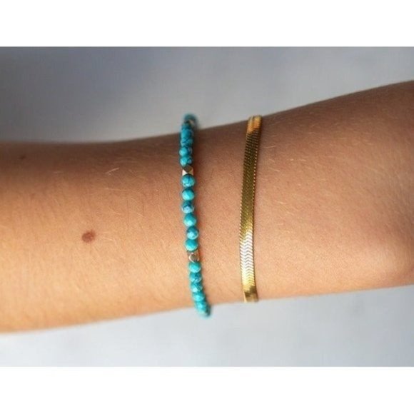 Classic Herringbone Bracelet Beautiful Gold Stacking Bracelet WATERPROOF Jewelry - Picture 10 of 12